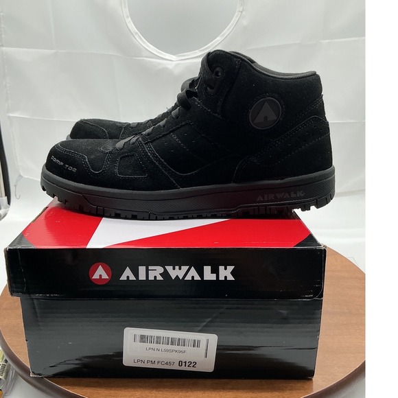 Airwalk Mongo Mid CT Composite Toe Work Boots Black Suede EH SR AW6360 Mens 8